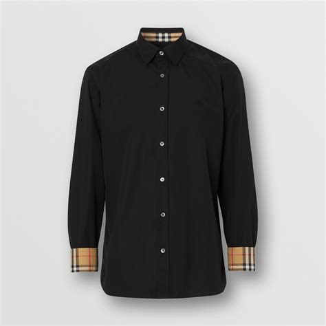 burberry black poplin shirt|Burberry check shirt.